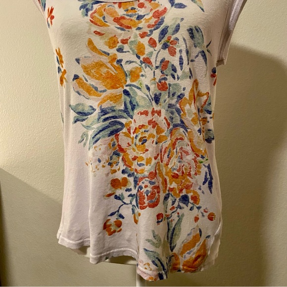 Anthropologie Meadow Rue Linen Blend Floral T-Shirt - Picture 7 of 13